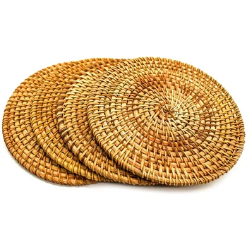 

for Hot Dishes-Woven Rattan Hot Pads for Dining Table,Kitchen Heat Resistant Straw Dish Coasters Placemats Pot Holder
