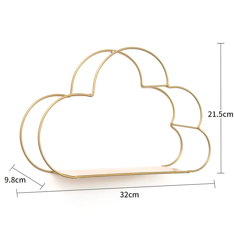 Железные золотые стеллажи для хранения подвесной Декор коробка для хранения цветочный горшок облачная форма стеллаж для хранения настенная книга фигурки дисплей ремесла полки