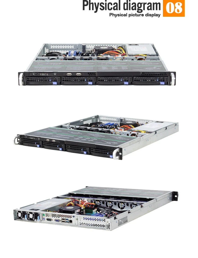 Hbcd247495ae64d1496450f47f38269e6i Factory 1U 4Bays hot swap server chassis with 6gb SATA backplane supporting max 12*13“ rack server case