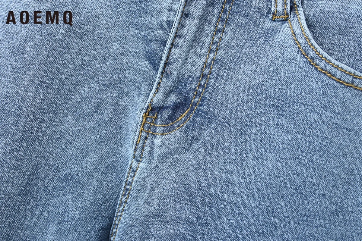AOEMQ осенние брюки узкие облегающие зауженные брюки джинсовые синие с карманами удобные узкие брюки размера плюс женская одежда