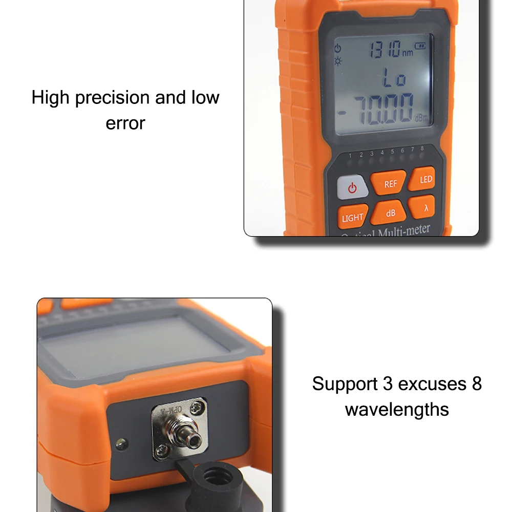 Мини портативный волоконно-оптический измеритель мощности 8 волн с светодиодный светильник сетевой кабель тестер FTTH Тестер Волоконно-Оптического Кабеля