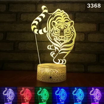 

3D LED Night light Acrylic luminaria lampara Tiger Animal 7 Color Change Crack Creative Table lamp USB Christmas New Year Gift​