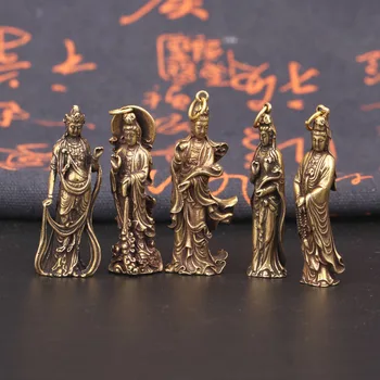 

the mercy goddess of guanyin buddha statue copper miniature figurines handmade vintage sculpture collectible antique home decor