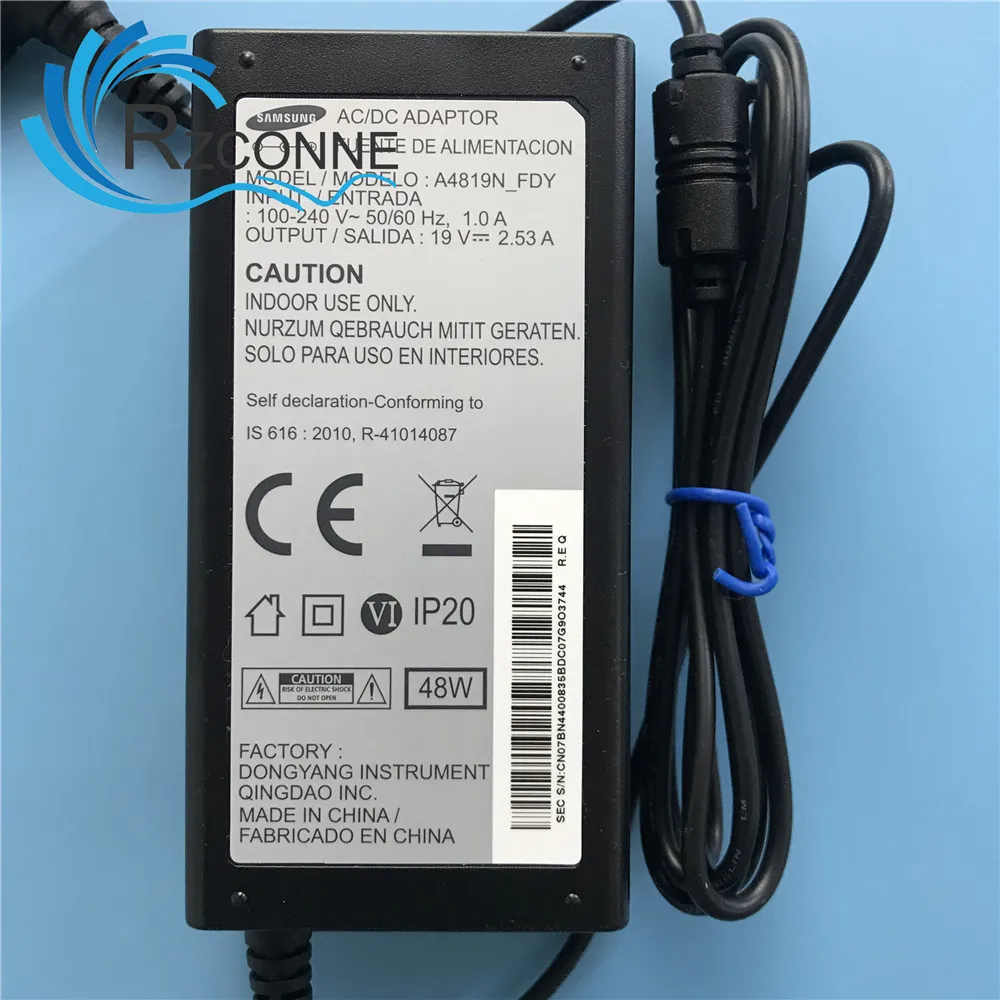 Адаптер переменного тока Питание Зарядное устройство для samsung A4819N A4819_FDY 19V 2.53A машинка для стрижки 48 Вт UA32J4088A UN32J400D BN44-00835A UN32J4000A