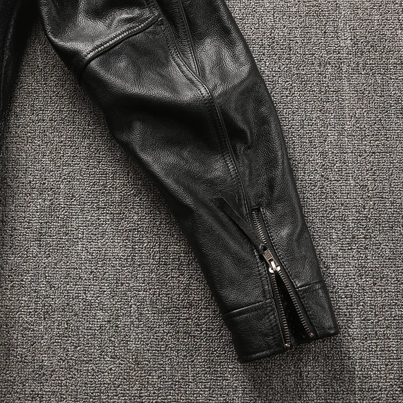 Promotion HA115 Read Description ! BIG size super quality men's genuine cow leather coat cowhide leather rider jacket