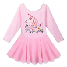 BAOHULU/балетное платье для девочек с рисунком розовой лошади; детское платье для дня рождения; балетное платье; костюмы с длинными рукавами для девочек