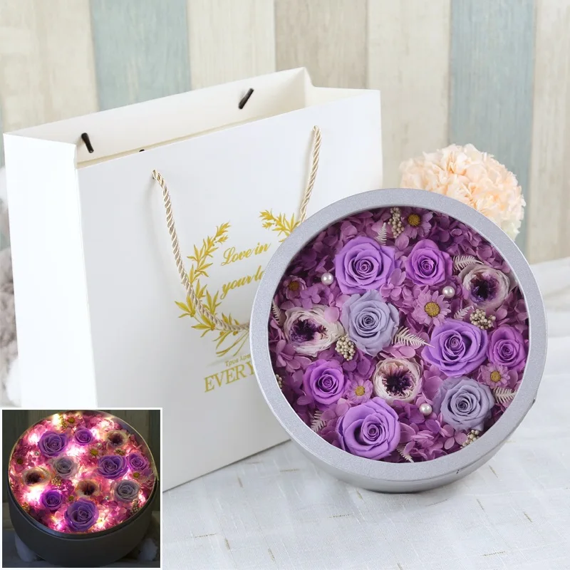 

Preserved Fresh Flower Finished Product Valentine's Day Gift Box Creative Gift Shining Rose a Generation of Fat Confession Emoti