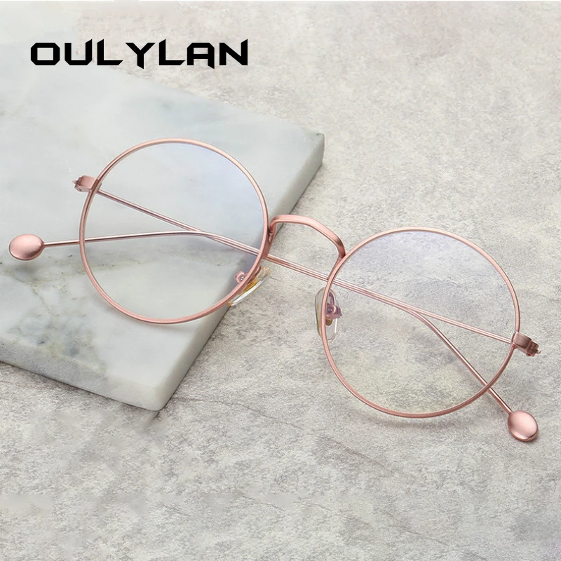 Oulylan, прозрачные круглые очки, оправа для женщин и мужчин, анти-синий светильник, очки для глаз, прозрачные оптические компьютерные очки, розовое золото