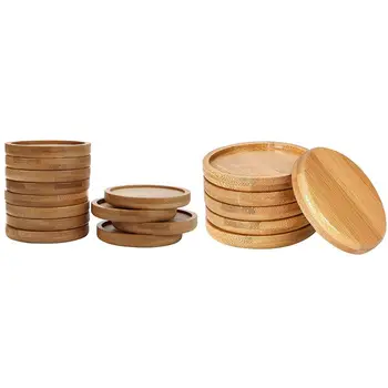 

18Pcs Planter Pot Bamboo Saucer Round Succulent Pot Holder Drainage Tray 5.9 Inch & 3.3 Inch