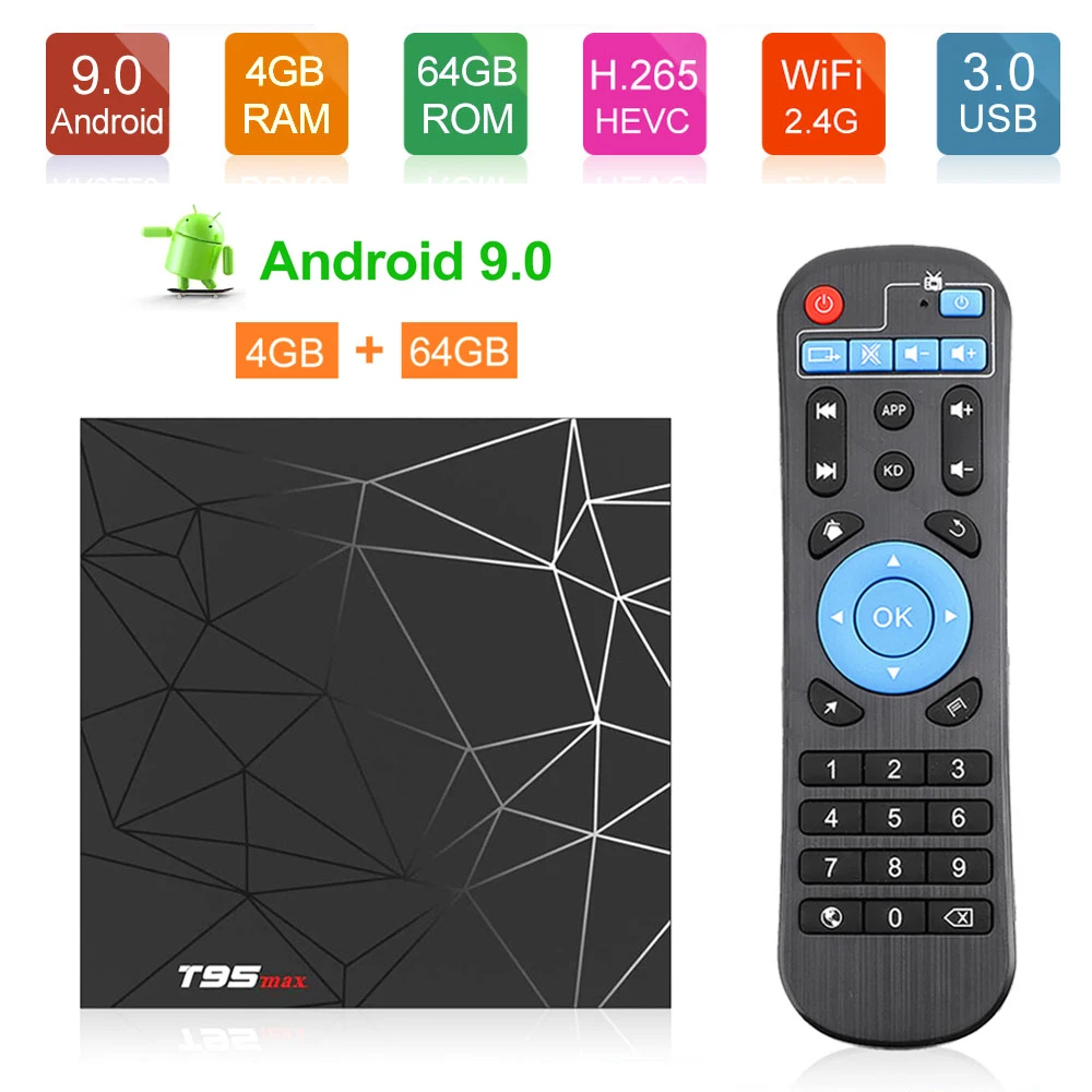 T95 max Android tv Box 9,0 4 Гб 64 Гб Smart tv Allwinner H6 quad core USD3.0 6K HDR 2,4 ГГц Wifi проигрыватель google Youtube T95 max