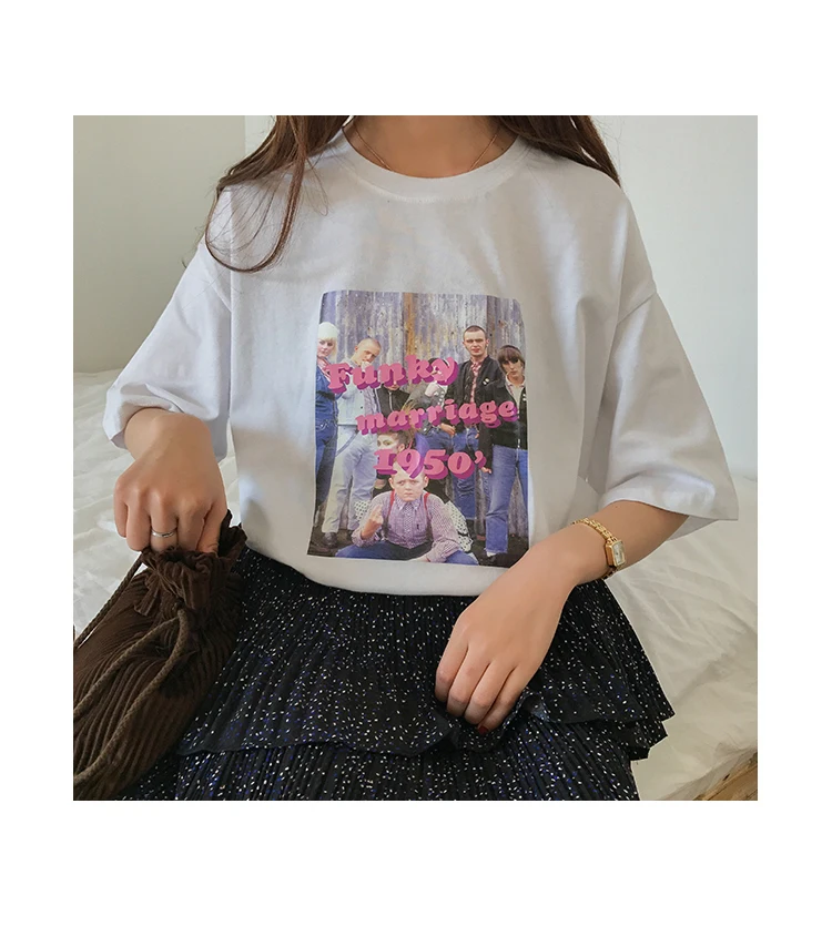 

Camisetas Verano Mujer 2019 Summer Harakuju Vintage Letter Print Loose Short Sleeve T-shirts Womens Shirt Femme Vintage Tshirt