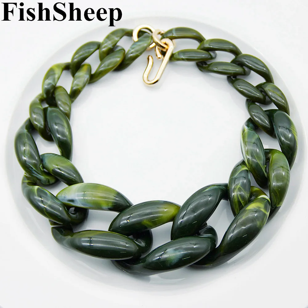 FishSheep 2021 New Acrylic Large Chunky Chain Necklace For Women Big Resin Link Long Pendant Za Statement Jewelry | Украшения и