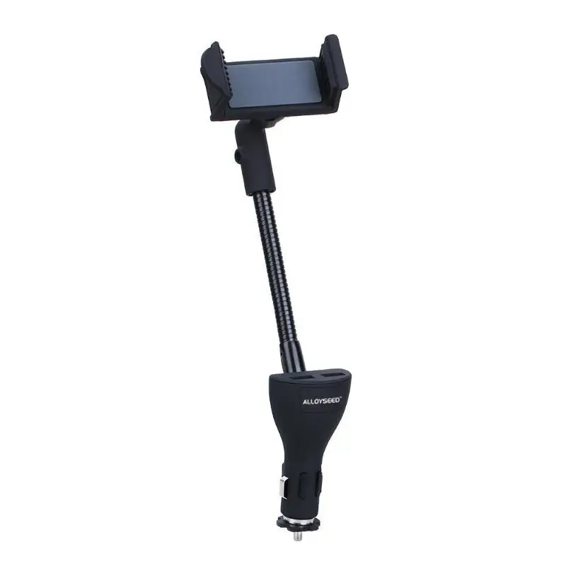 ALLOYSEED Автомобильный держатель для смартфона с двойным USB 2.1A зарядным устройством