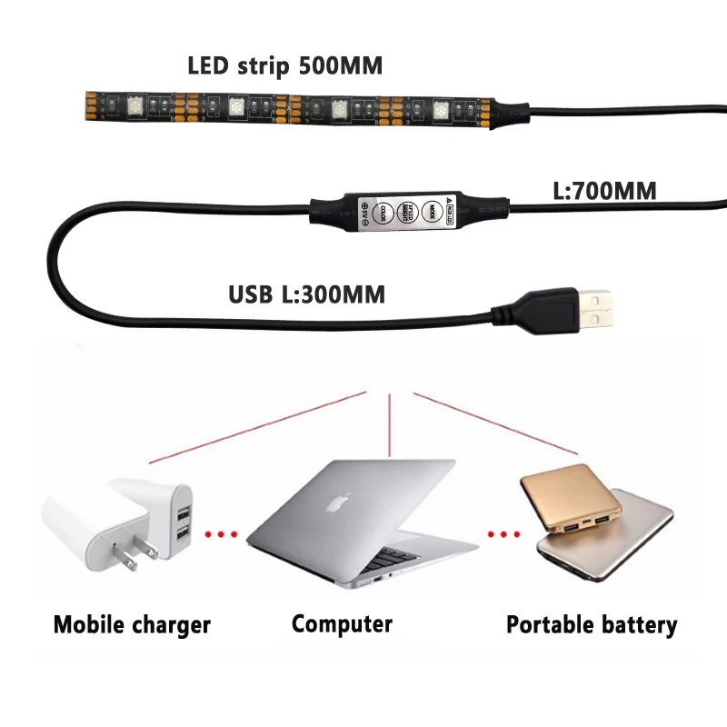 ТВ ПОДСВЕТКА RGB Изменение цвета водостойкий прочный клей светодиодный USB силовая полоса светильник ТВ светильник ing для 50 до 55 дюймов ТВ
