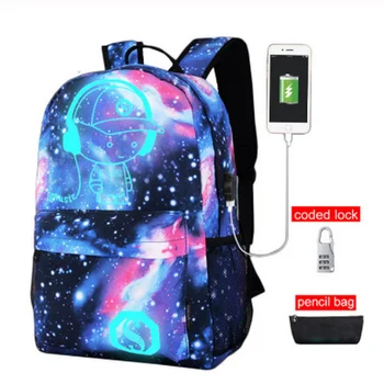 

Student School Backpack Anime Luminous USB Charge Schoolbag Laptop Backpack For Teenager Boys School Bag Bagpack