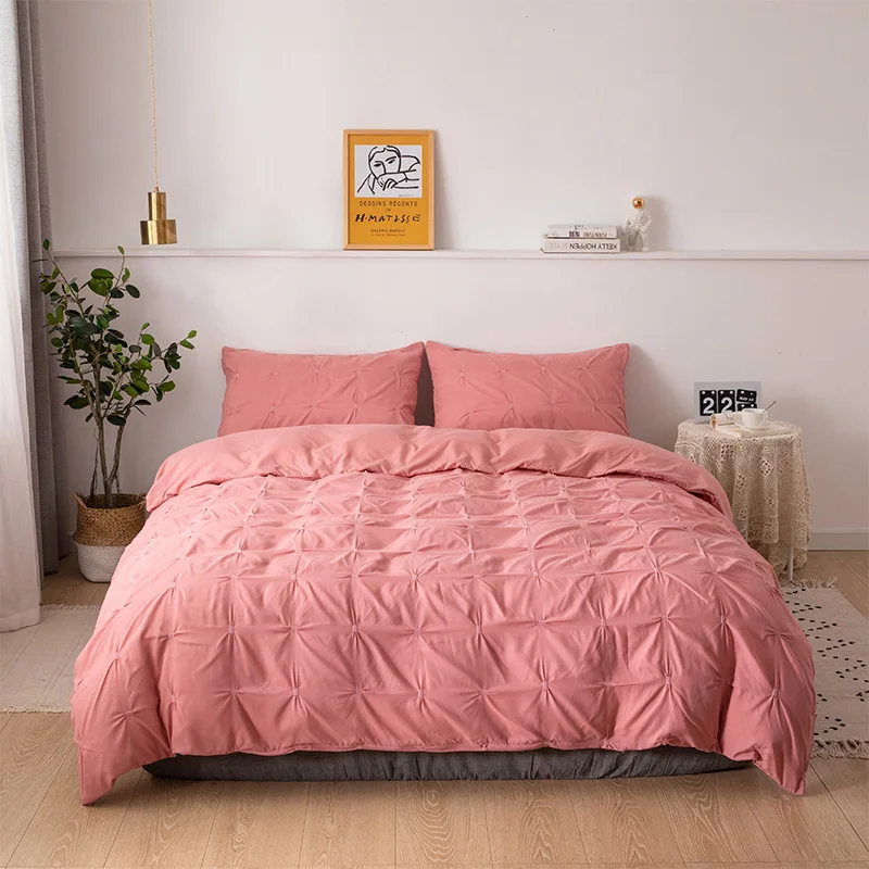 Шелковый цветок квадратный набор постельного белья сплошной простой пододеяльник США/ЕС/AU Все размеры одеяла наборы с наволочками