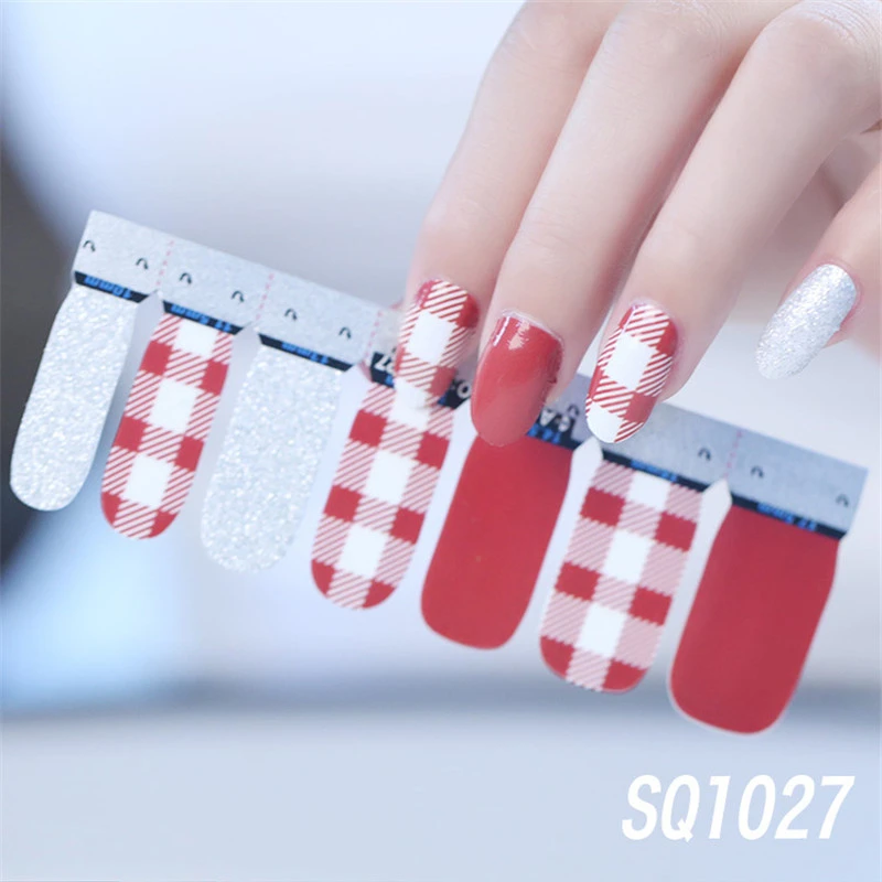 SQ1027 14 стикеров/листов, корейская мода, цветные наклейки для ногтей, французские накладки для ногтей, наклейки для лака для ногтей, японское искусство для ногтей, предварительно спроектированные, Прямая поставка - Цвет: SQ1027