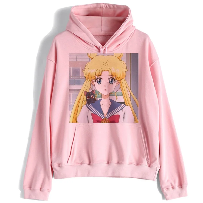 Сейлор свитшот с Луной harajuku уличная Корейская ulzzang Толстовка kawaii 90s мультфильм пуловеры новая одежда негабаритных с капюшоном - Цвет: 1881