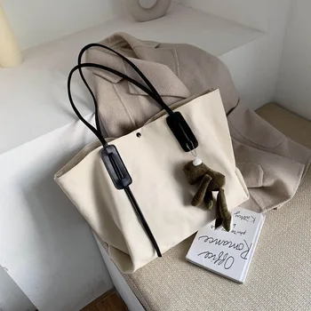 

Autumn winter canvas large bag for women 2020 new fashion version versatile one-shoulder handbag large capacity Tote bag