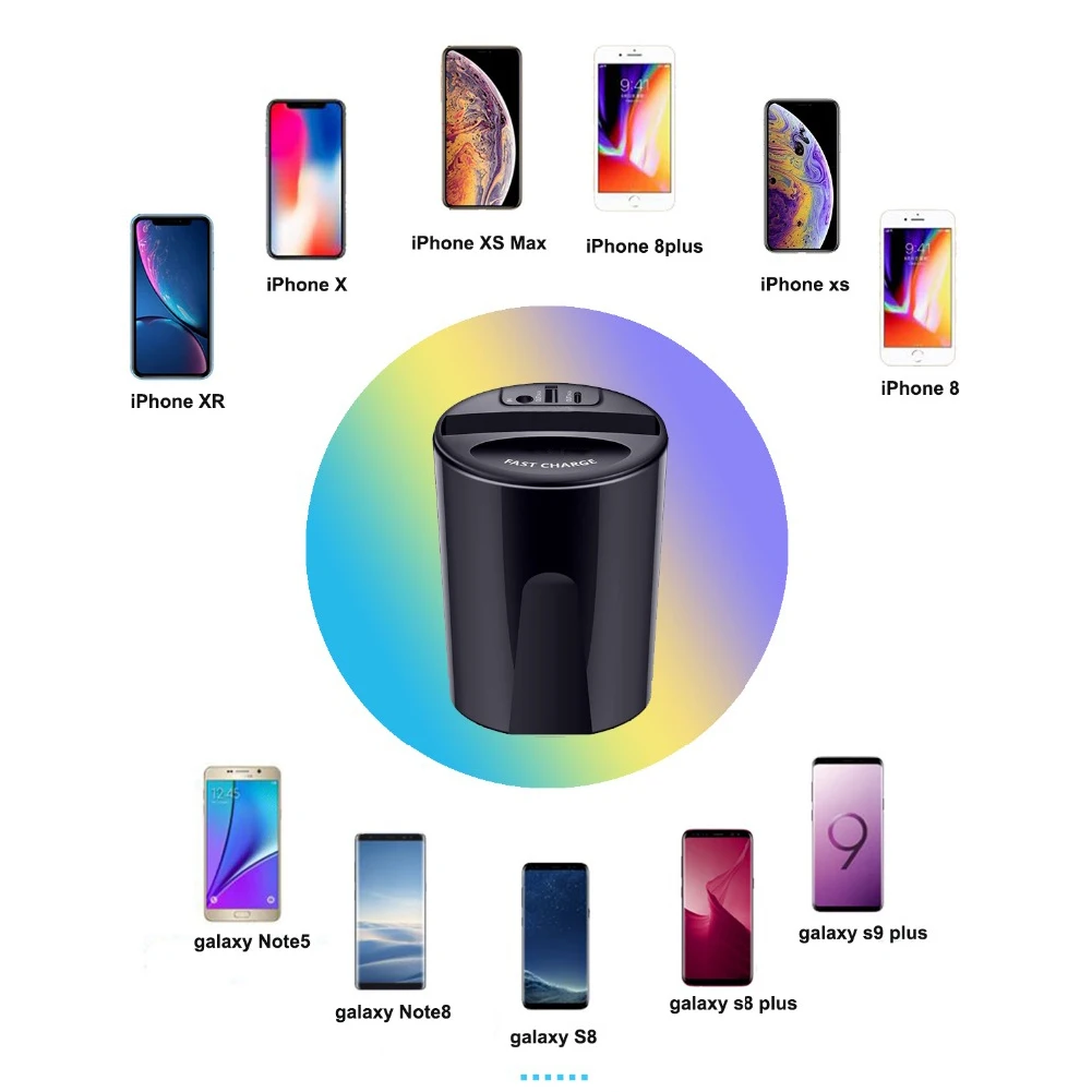 10 Вт Автомобильная чашка, беспроводное зарядное устройство для iPhone 11 Pro XS MAX XR X 8, быстрая зарядка через usb, подставка для samsung Note 10 S10 Plus