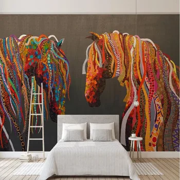 

milofi custom large wallpaper mural 3D hand-painted color abstract horse background wallpaper mural