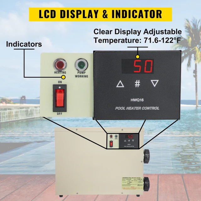 Vevor 11Kw 220 V Elektromos Digitális Vízmelegítő Termosztát Medence Fűtőberendezés Spa Pezsgőfürdő Fűtés Állítható Hőmérséklet - Image 4