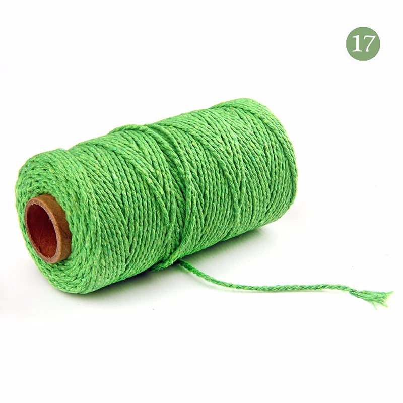 100% Cotton rope colorful twine macrame cord string thread for party wedding decoration accessory DIY cord 2mm*100m 