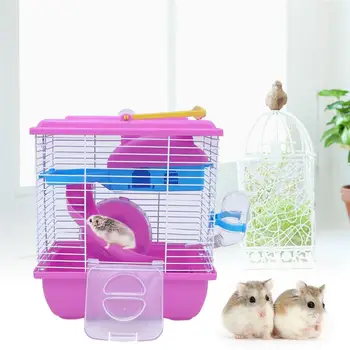 

Double Layer Hamster Cage Acrylic Hamster Cage With Transparent Skylight Small Pets House For Chinchilla Hamster Accessories