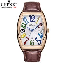 Мужские часы лучший бренд класса люкс CHENXI Tonneau кварцевые часы мужские кожаные водонепроницаемые 30 М часы Бизнес Мода Дата мужские часы