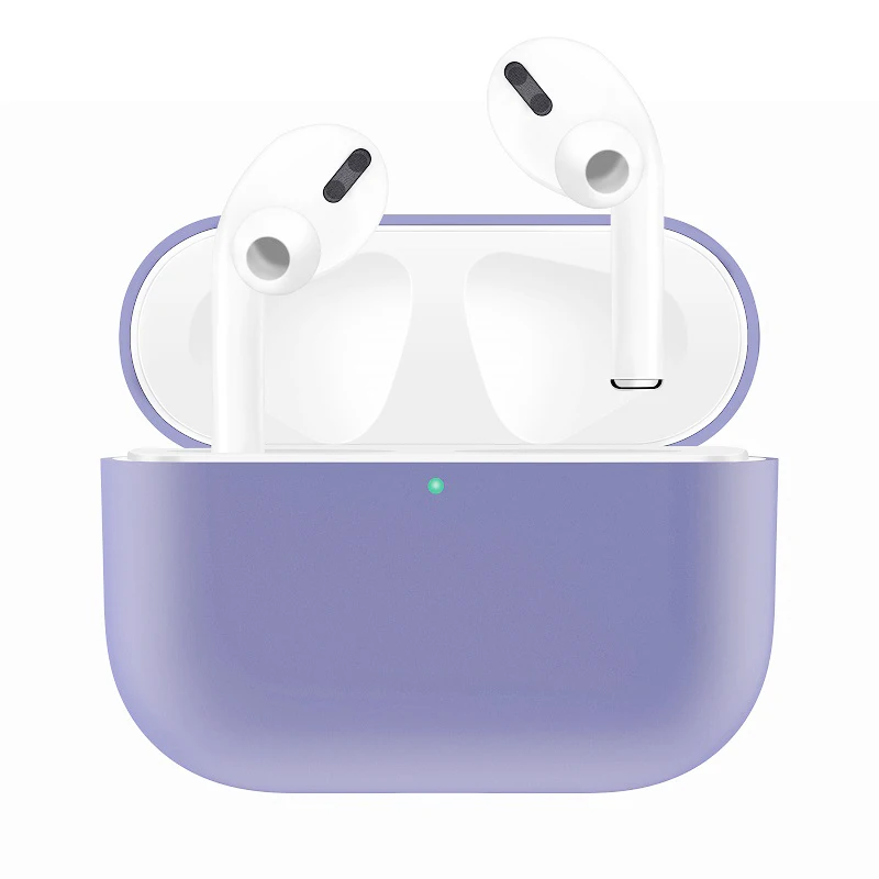 Силиконовый чехол для Airpods Pro, чехол, беспроводные Bluetooth наушники, защитный чехол для Air pods Pro 3, чехол, Fundas, противоударные сумки - Цвет: Light purple