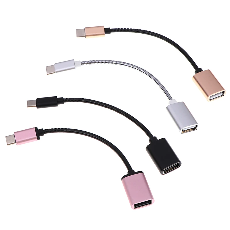 

1pc USB OTG Type C to USB Adapter OTG Fast Charging Type-C Charger Data Cable Converter Metal