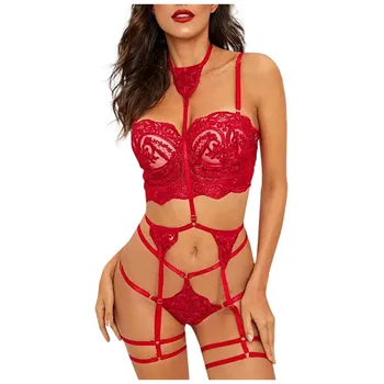 

Hot Erotic Sexy Lingerie Women Mesh Lace Lingerie Femme Sexy Bra Garter Briefs Set Babydoll Underwear Ropa Interior Femenina