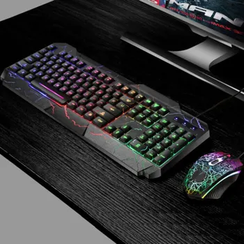 

Luminous USB Wired Multi-Media Mouse Keyboard Set Compatible For Computer PC Gamer LED USB Wired Gaming Keyboard Mouse Set