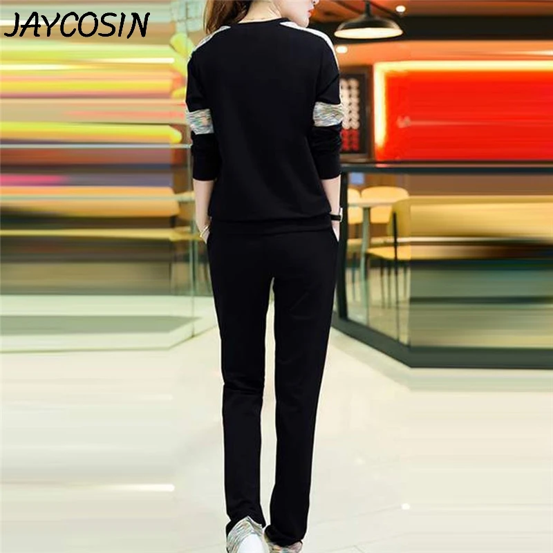 JAYCOSIN спортивный костюм женский спортивный костюм с вышивкой короны, спортивные топы с круглым вырезом, длинные штаны, комплект из 2 предметов, осенние женские костюмы