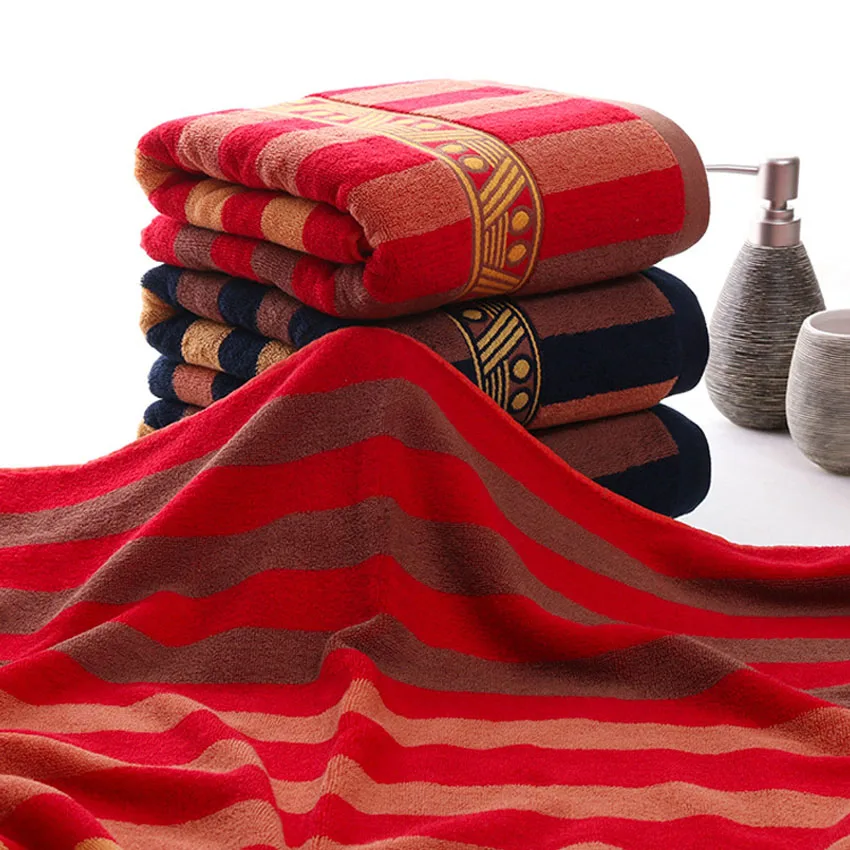 Stripe Towel Set Face Towel Large Thick Bath Spa Sports Towel Home 100% Cotton Bathroom For Adults Kids Hotel Serviette De Bain