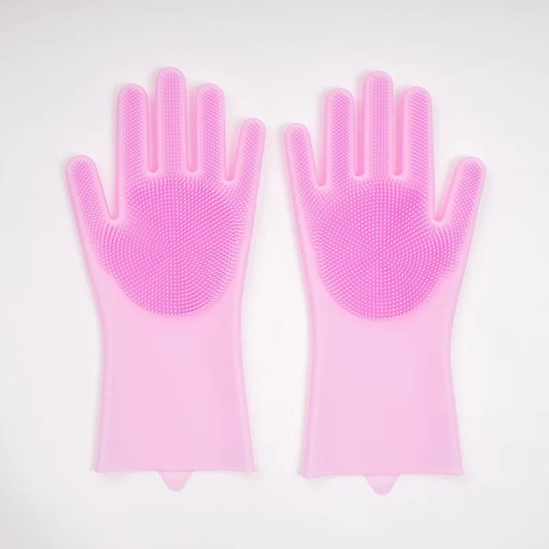 Pink 1 пара силиконовые перчатки для мытья посуды Кухня волшебный, резиновый ручной насос для мытья посуды перчатки для щетка для домашнего хозяйства Кухня уборки на каждый день - Цвет: Pink