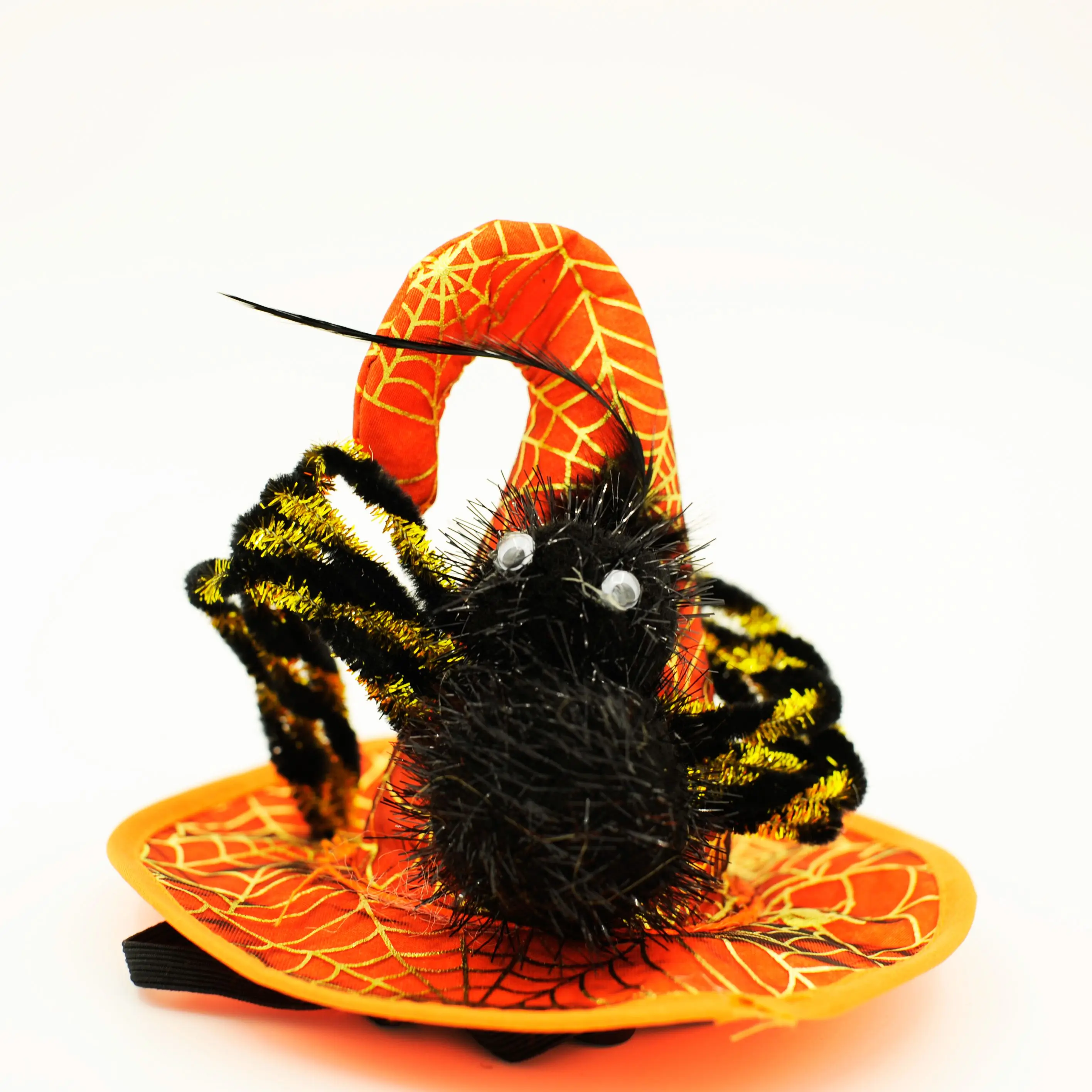 

Pet Hat Cat Wizard Hat with Spider Meme Mesh Fabric Decoration Adjustable Rubber Band Festival and Party Supplies for Halloween