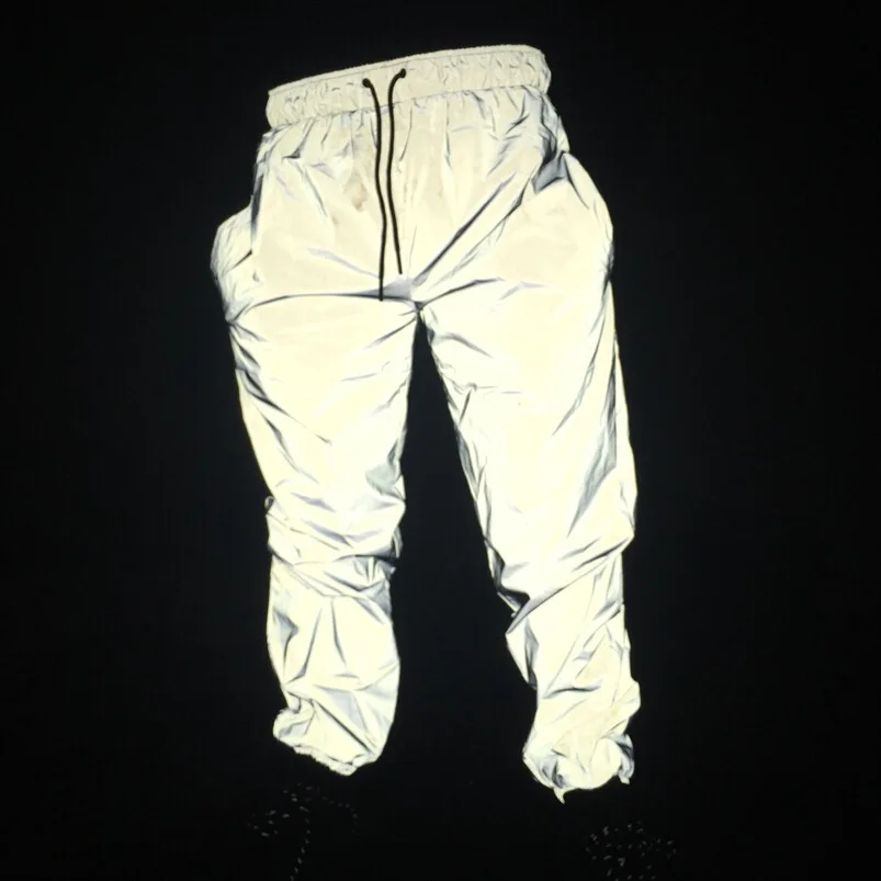 

Reflective Pants Men Brand Hip Hop Dance Fluorescent Trousers Casual Harajuku Night Sporting Jogger Pants Gray