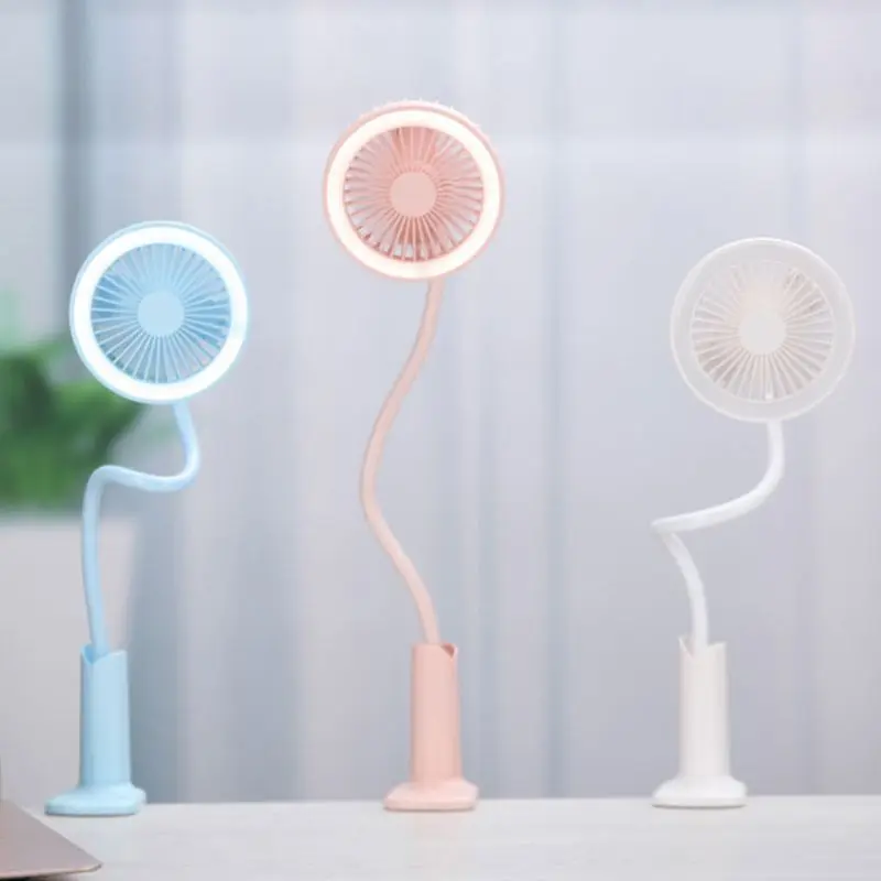 

Rechargeable Flexible USB Fan with LED light 2 Speed Adjustable Air Cooling Clip Fan for Camping Hiking BBQ Home Office