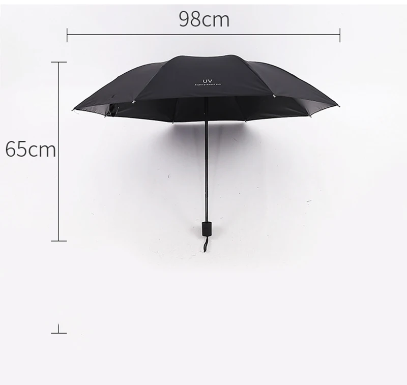 Internet Explosion Ultraviolet Black Rubber Sunscreen, Rain and Sunshade Dual-purpose Campus Mori Girl Heart Triple Folded