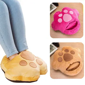 

Relaxing Foot Warmer Electric Heated Winter Warm USB Charging Office Home Soft Feet Slippers Dormitory Room Portable Short Plush