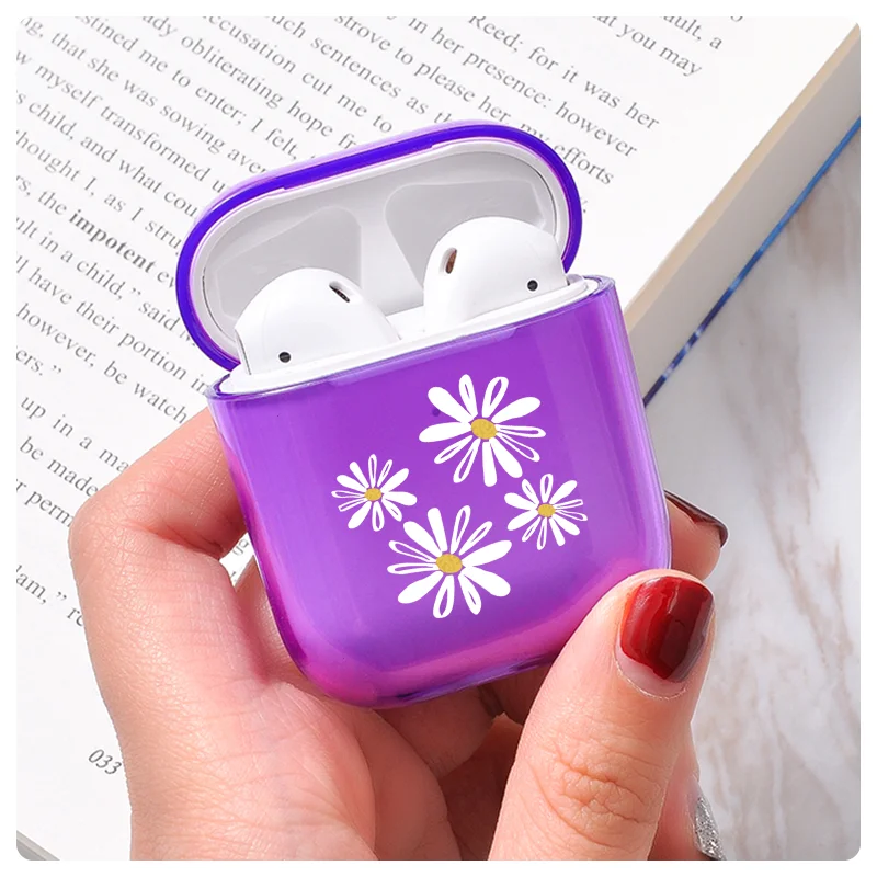 Милый чехол ярких цветов для Apple Airpods наушников прозрачный мягкий из ТПУ 2 s
