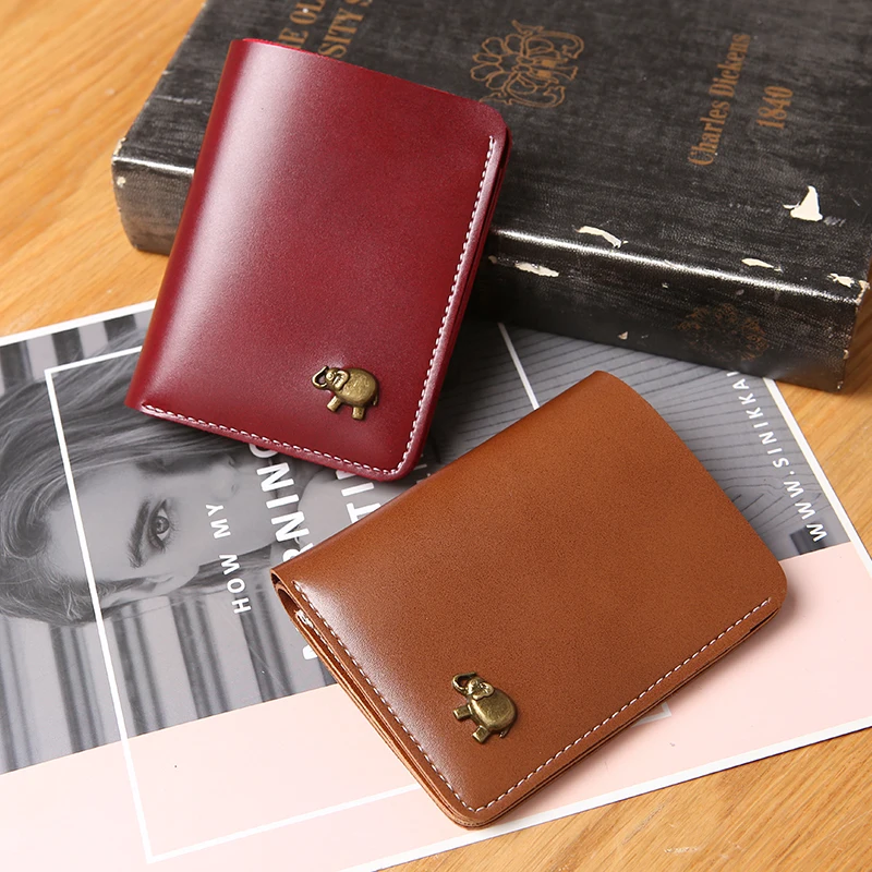 

JANE'S LEATHER Brand Woman's Men's Purse 2019 New Short Small Mini Clutch Leather Wallet Cards Bag Carteira Femme Boy Girl Gift