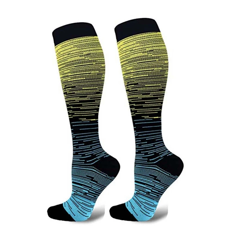 Компрессионные носки для мужчин и женщин, Спортивные Компрессионные носки для защиты от усталости и боли, гольфы до колена, спортивный велосипедный носок для улицы - Цвет: Y
