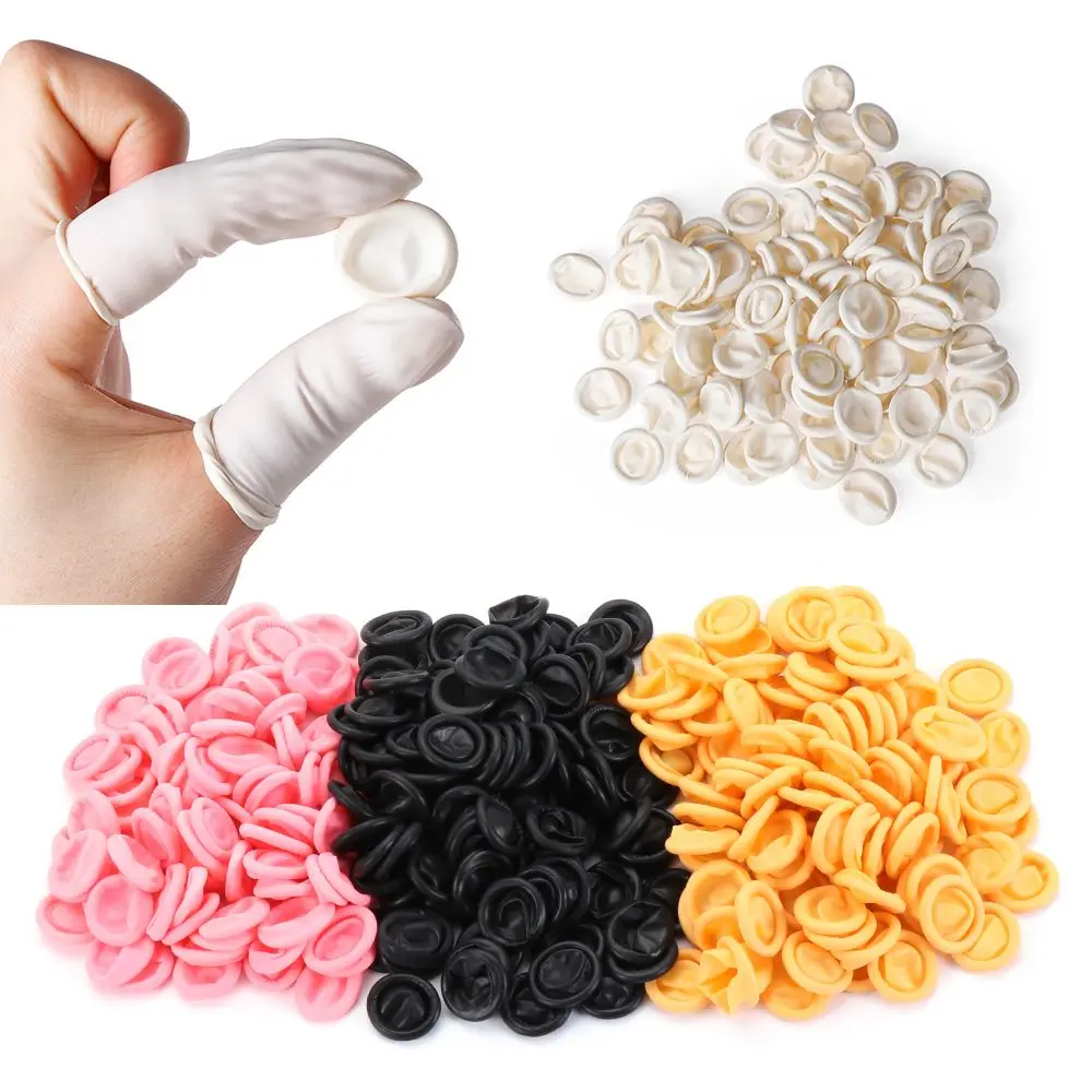 Hot 100PCS Reusable Finger Cover Natural Rubber Gloves Non-slip Latex Finger Cots Fingertips Protector Gloves Disposable Tool