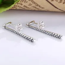 Для женщин съемки с украшением в виде кристаллов, серьги со шпилькой, для Для женщин 925 пробы серебряные серьги свадебный подарок изысканные ювелирные украшения
