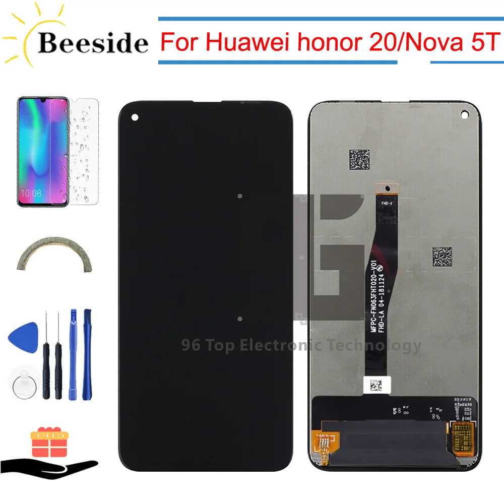AA+ качественный ЖК-дисплей+ рамка для huawei Honor 20 YAL-L21 ЖК-дисплей кодирующий преобразователь сенсорного экрана в сборе для Nova 5T YAL-L61 L61A L61D L71D