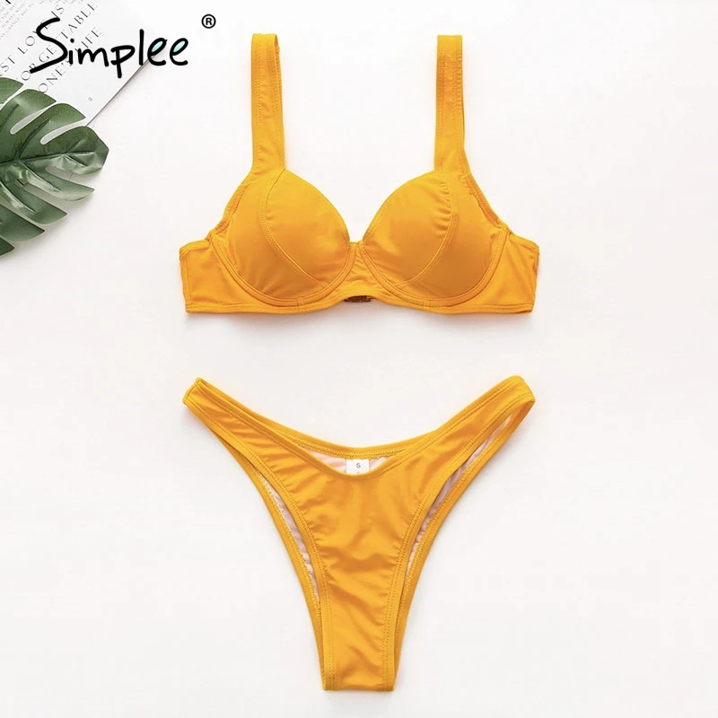 Комплект бикини Simplee размера плюс с пуш апом женский летний пляжный купальник