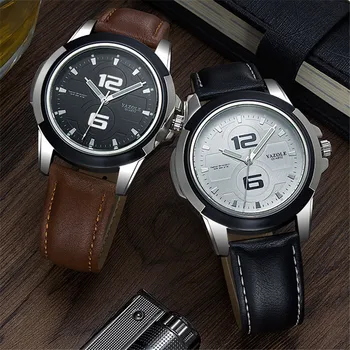 

Brand New Men Casual Watch Luminous Hands Sports Watches Unique Design Leather Strap Men Luxury Wristwatch