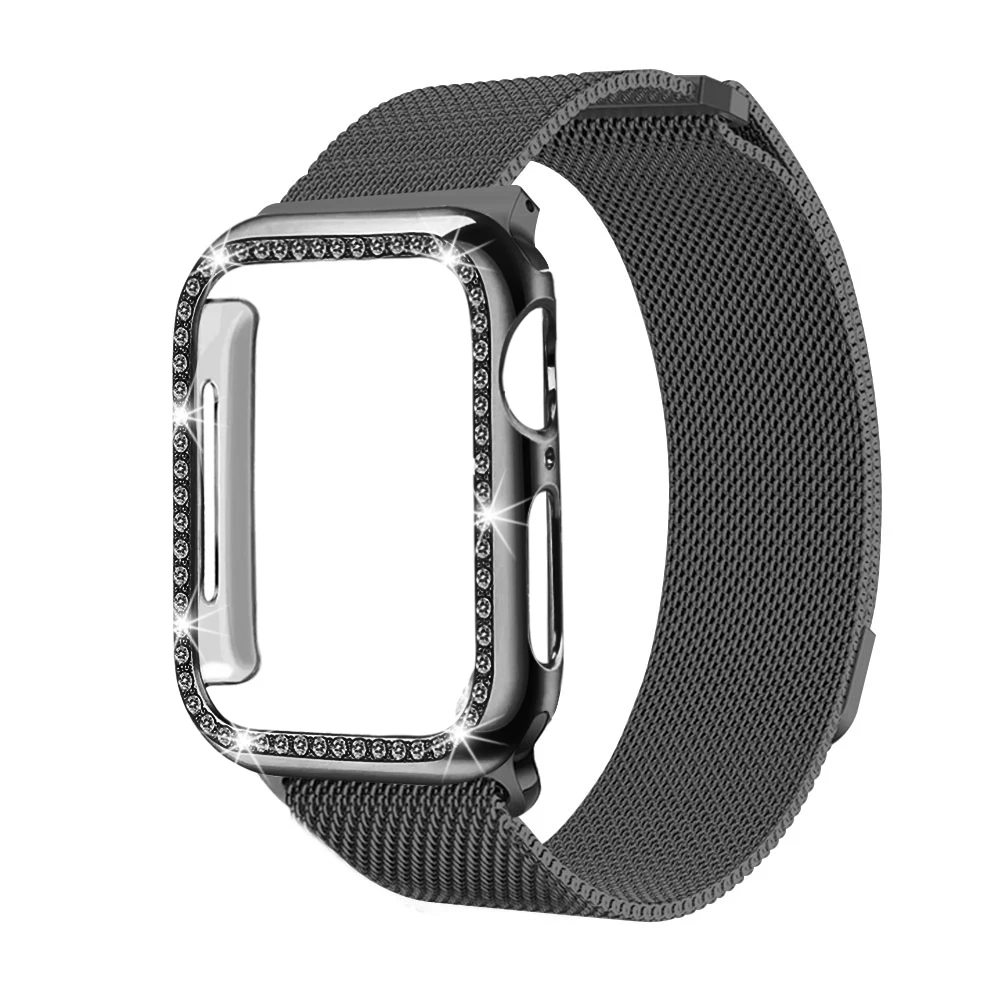 Gun color Миланский сетчатый Браслет из нержавеющей стали ремешок для Apple Watch, версия 1, 2, 3, 42 мм, 38 мм, ремешок на запястье с наручных часов iwatch чехол 4 5 40/44 мм - Цвет ремешка: Gun color